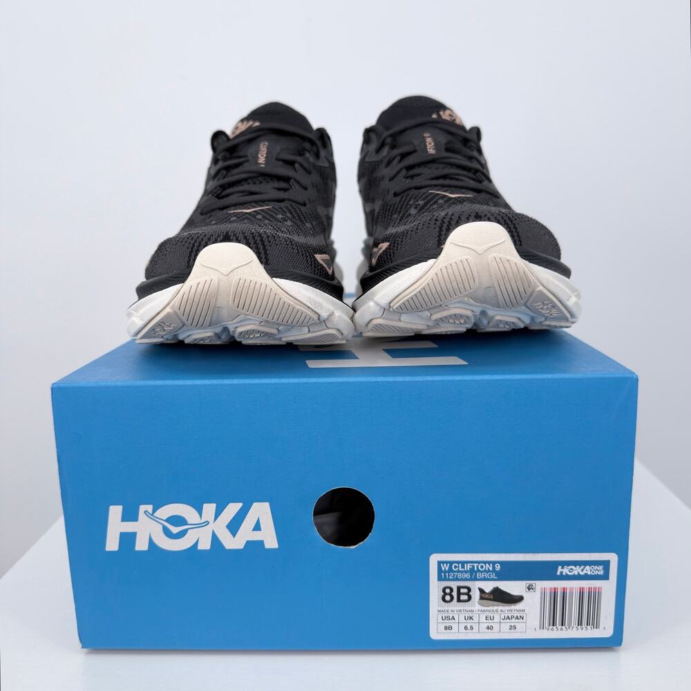 Hoka One One Clifton 9 Women's Size 8 B Black Rose Gold Running Shoes Sneakers - Picture 16 of 16